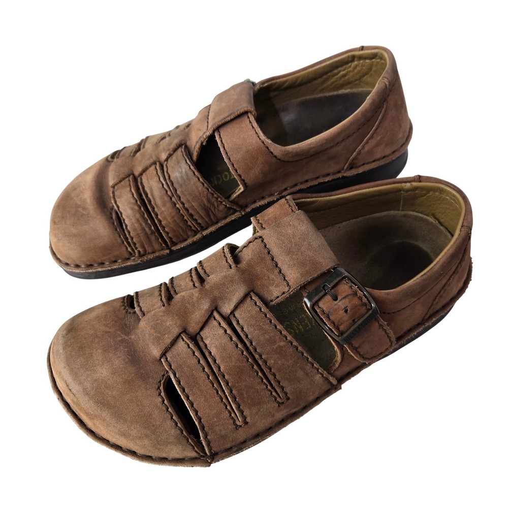 Birkenstock Size 6.5 Fisherman Sandals Leather Buckle Closed Toe Clogs #1307 - Picture 2 of 10